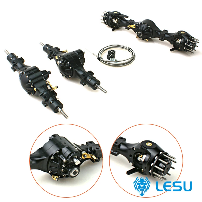 LESU Metal 6X6 Front Diff Lock Rear Axle 1/14 RC Tractor Truck Tamiyay Outdoor Toys TH02061