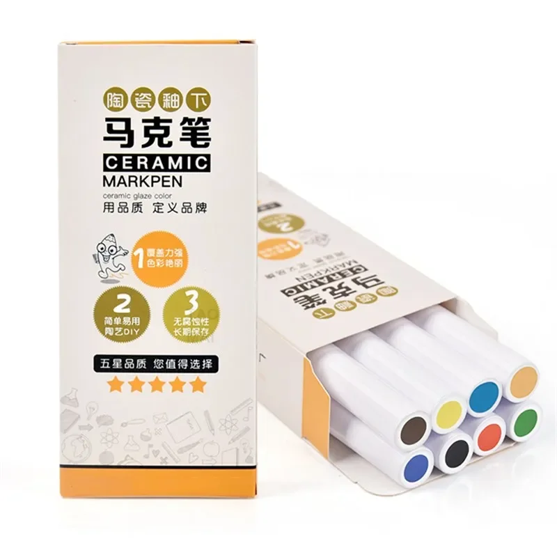 8 Colors Pottery Art Underglaze Marker Pen Ceramic Pigment Ceramic DIY Painting Special Pen Dot Painting Craft Pottery Tools