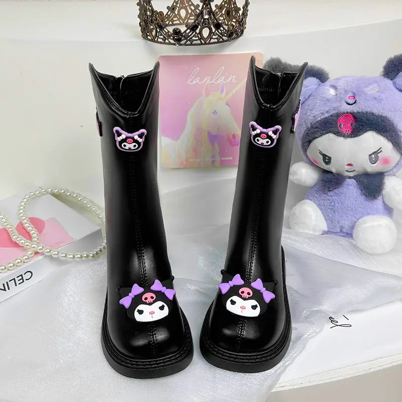 

Kawaii Kuromi Sanrio, удобные высокие сапоги с милыми героями мультфильмов, детские теплые высокие сапоги для студентов, удобная обувь, подарок для детей