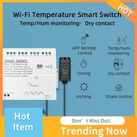 CMHI-Tuya Smart Wifi 4 Channel Relay With Temperature Humidity Sensor Passive Dry Contact Switch RF433 For Alexa Alice