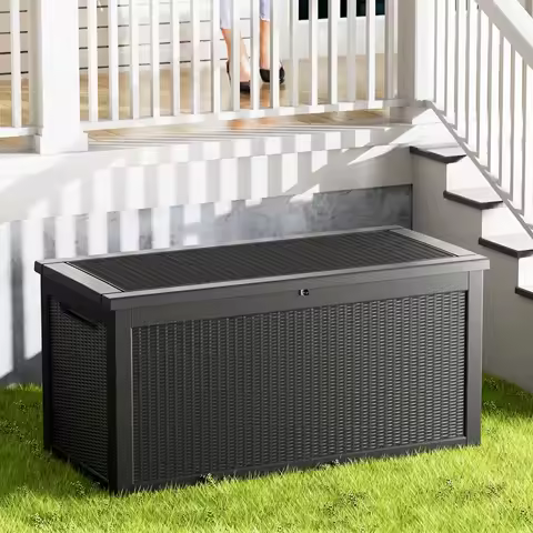 320 Gallon Lockable Resin Deck Box, Waterproof Outdoor Storage Box For Patio Furniture, Garden Tools, Pool Accessories,customiza