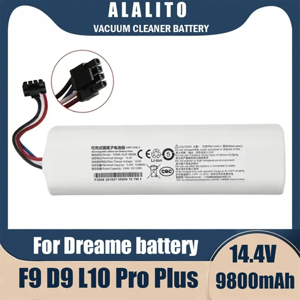 

14.4V 9800mAh Robotic Vacuum Cleaner Replacement Battery For Dreame F9 D9 L10 Pro Plus RLS3 RLS5 RLS5L RLS5D Part