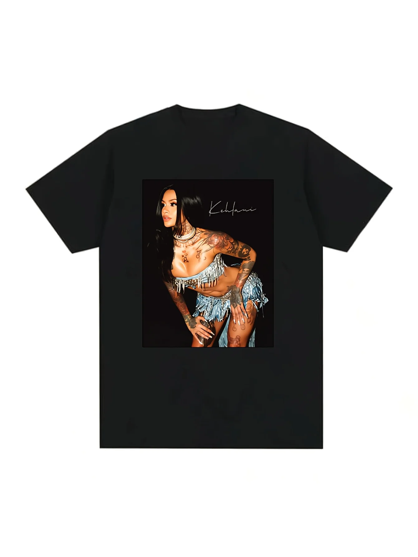 

Kelanee Printed Black T-Shirt - Features The Signature Design of The Star, Suitable for Concerts, Fan Gifts and Daily Wear.