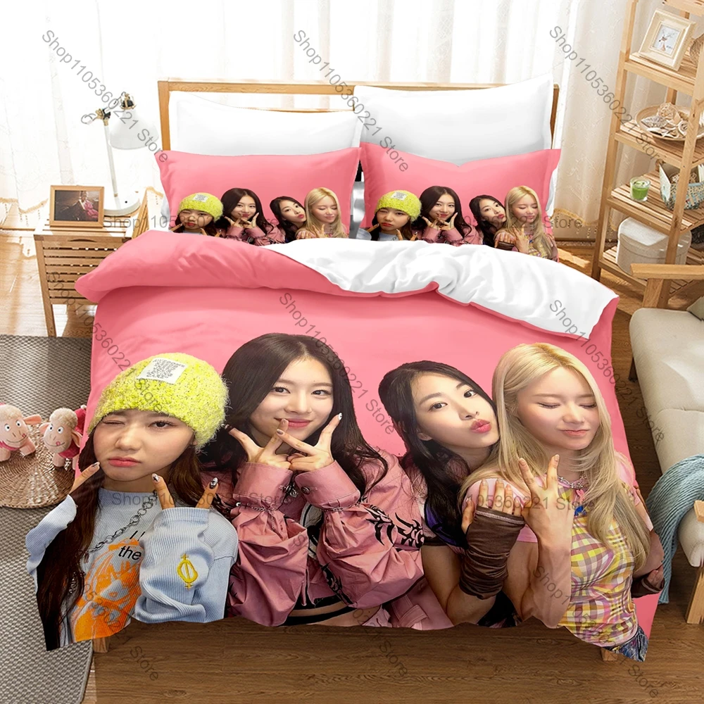 FIFTY FIFTY The Beginning Cupid Retro Pink Disco Album Art HD Print Bedding Set Duvet Cover + 2 Pillowcases Kpop Teen Room Decor