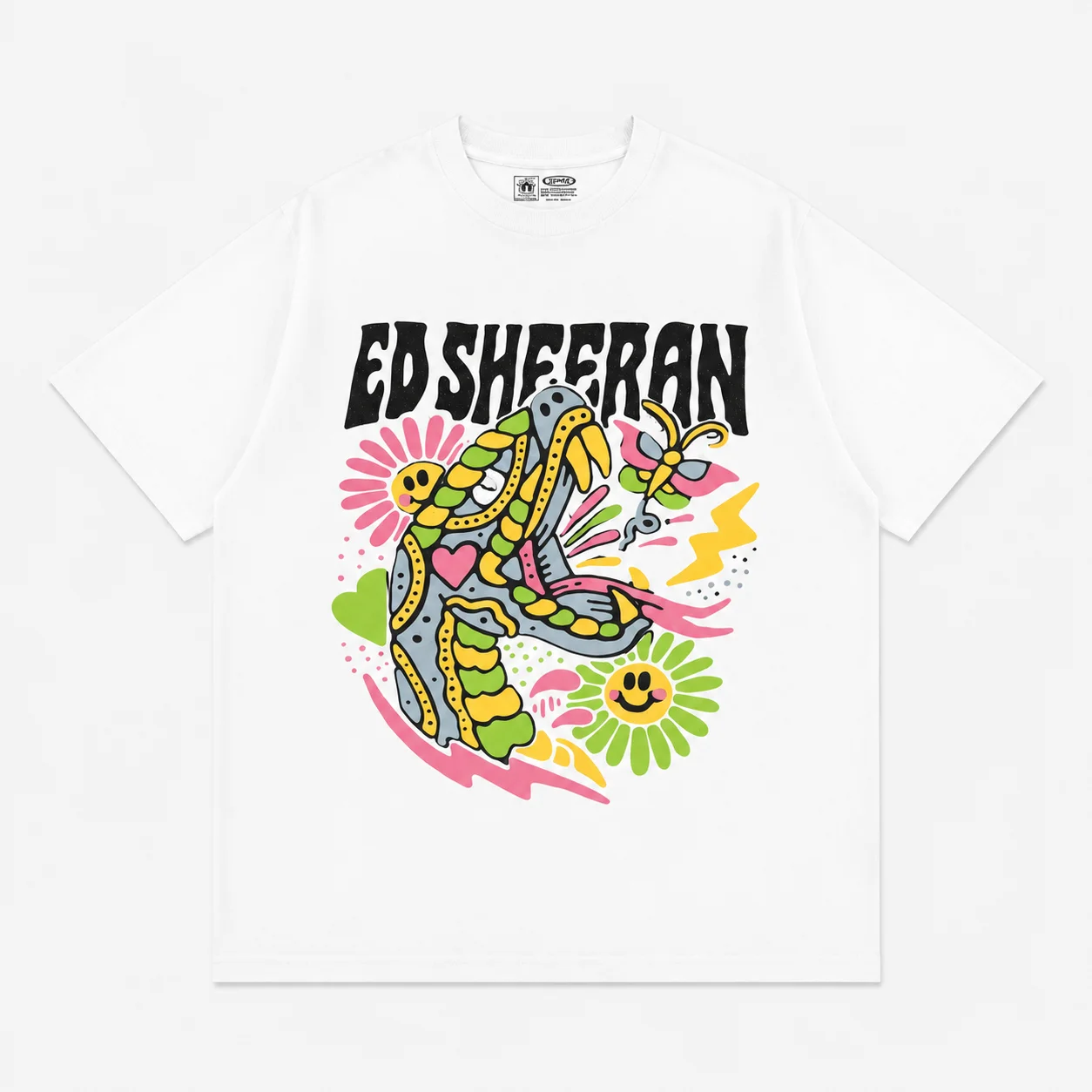 Ed Sheeran Cartoon Doodle Snake Sunflower Print T Shirt Unisex Loose Oversized Harajuku Streetwear Cotton Summer Graphic Tee