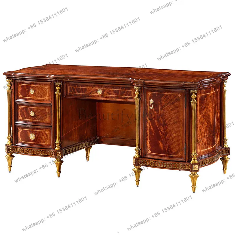 English neoclassical solid wood desk hand-painted writing table European furniture