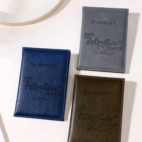 Imagen 2 del producto Funda para pasaporte, funda tipo billetera, elementos esenciales de viaje, tarjetero de cuero Pu, accesorios de viaje internacionales para mujeres/hombres