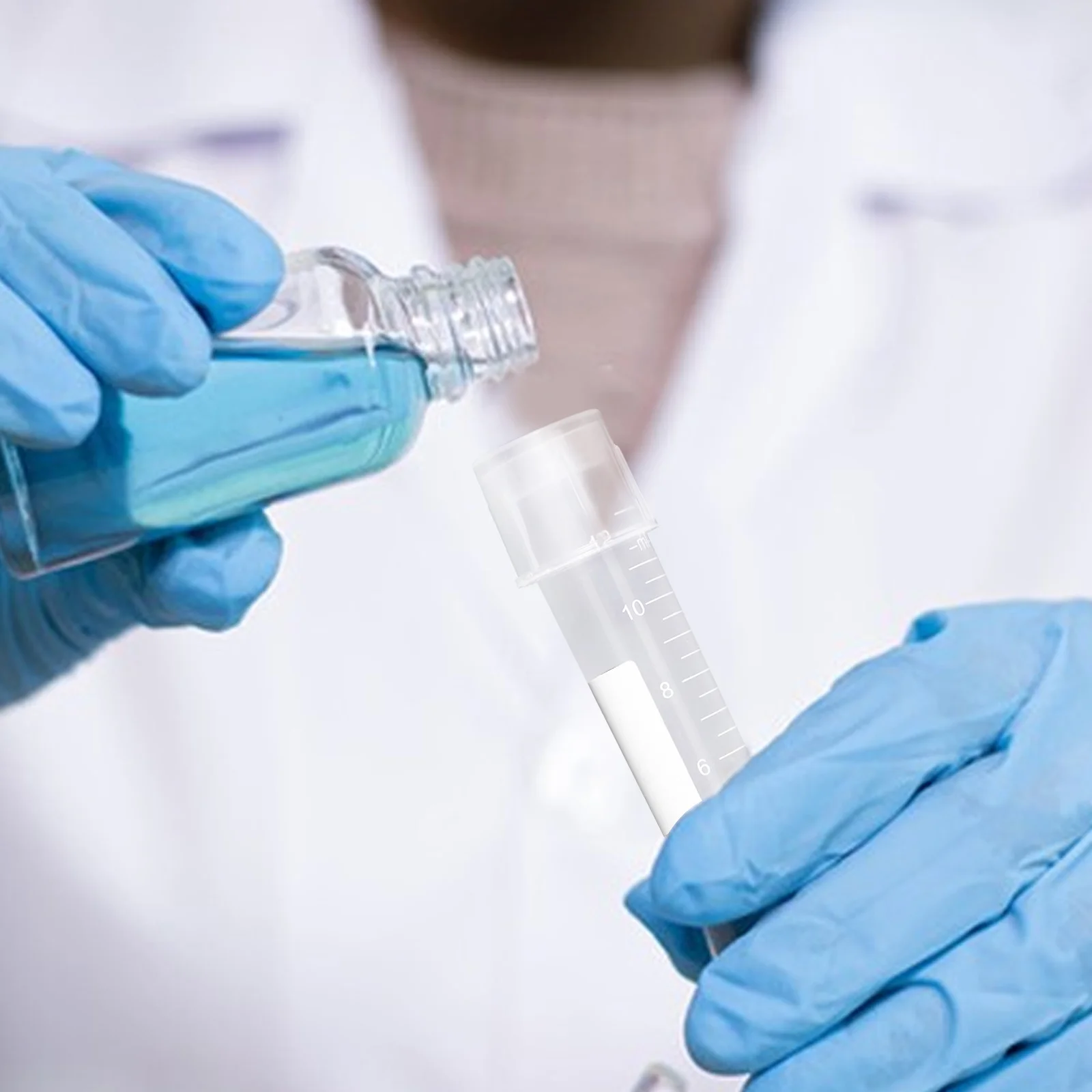 10 قطعة 12 مللي تخرج أنابيب الاختبار مخروطي أسفل البلاستيك قوارير المختبر مقياس الذاتي الدائمة النقل أنبوب مختبر عينة التخزين #4