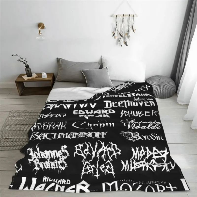 Heavy Metal Classical Composers Blanket Fleece Mozart Beethoven Chopin Bach Mendelssohn Soft Throw Blankets Travel Bedroom Quilt