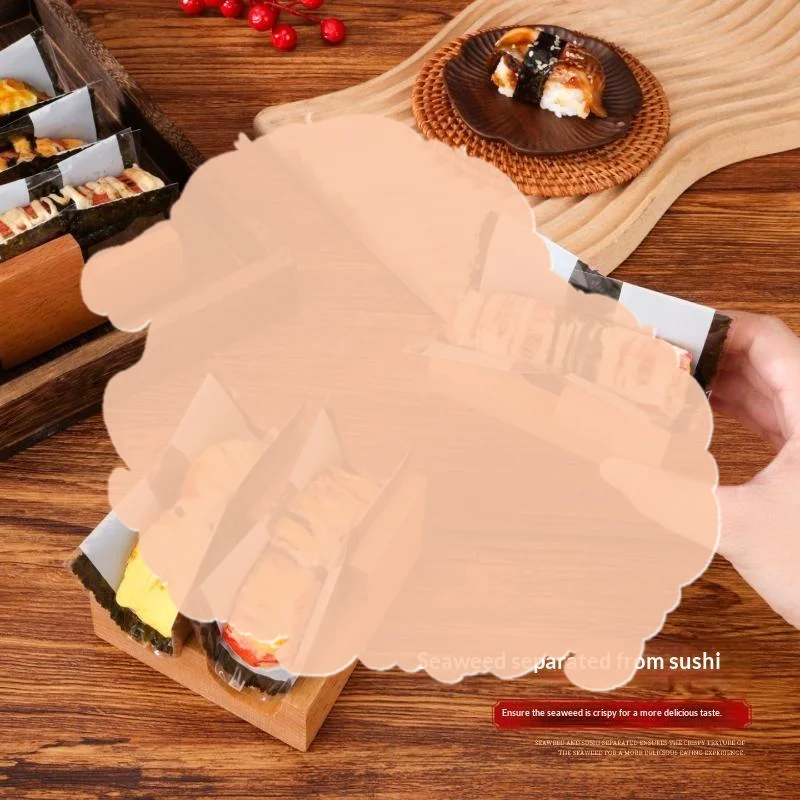 200pcs Sushi Roll Packaging Sheet Film Japanese Style Food Grade Plastic Easy Tear Food Display Convenience Bag