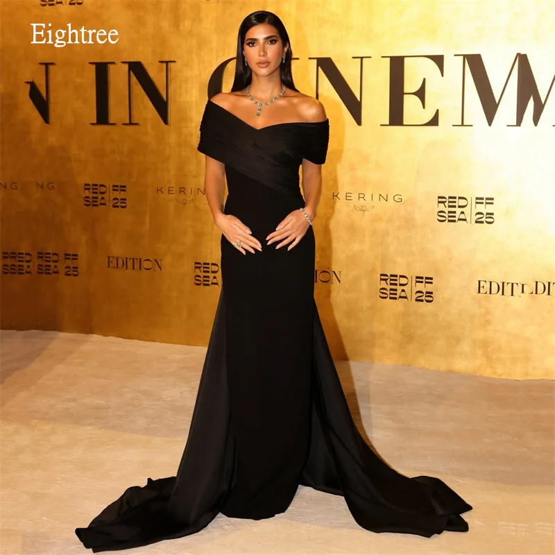 

Eightree классическое черное платье русалки с открытыми плечами для выпускного вечера с длинным хвостом вечернее платье длиной до пола вечернее платье по индивидуальному заказу