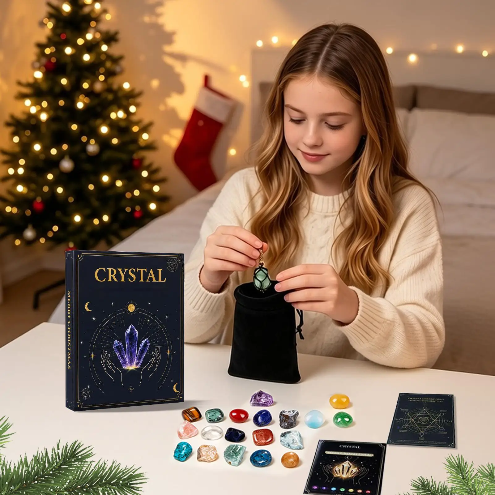 24 Days Minerals Collection Christmas Countdown With Guide Card Holiday Countdown For Adults Women Men Kids Teens Boys Girls
