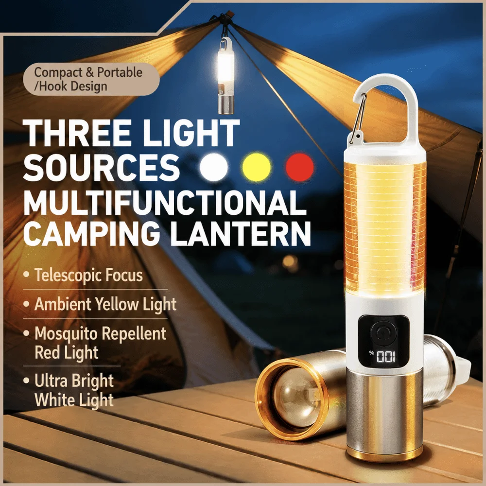 Aluminum Alloy Camping Flashlight Super Bright LED IP Waterproof Grade Outdoor LED Lamp Long Lasting Battery Camping Lantern