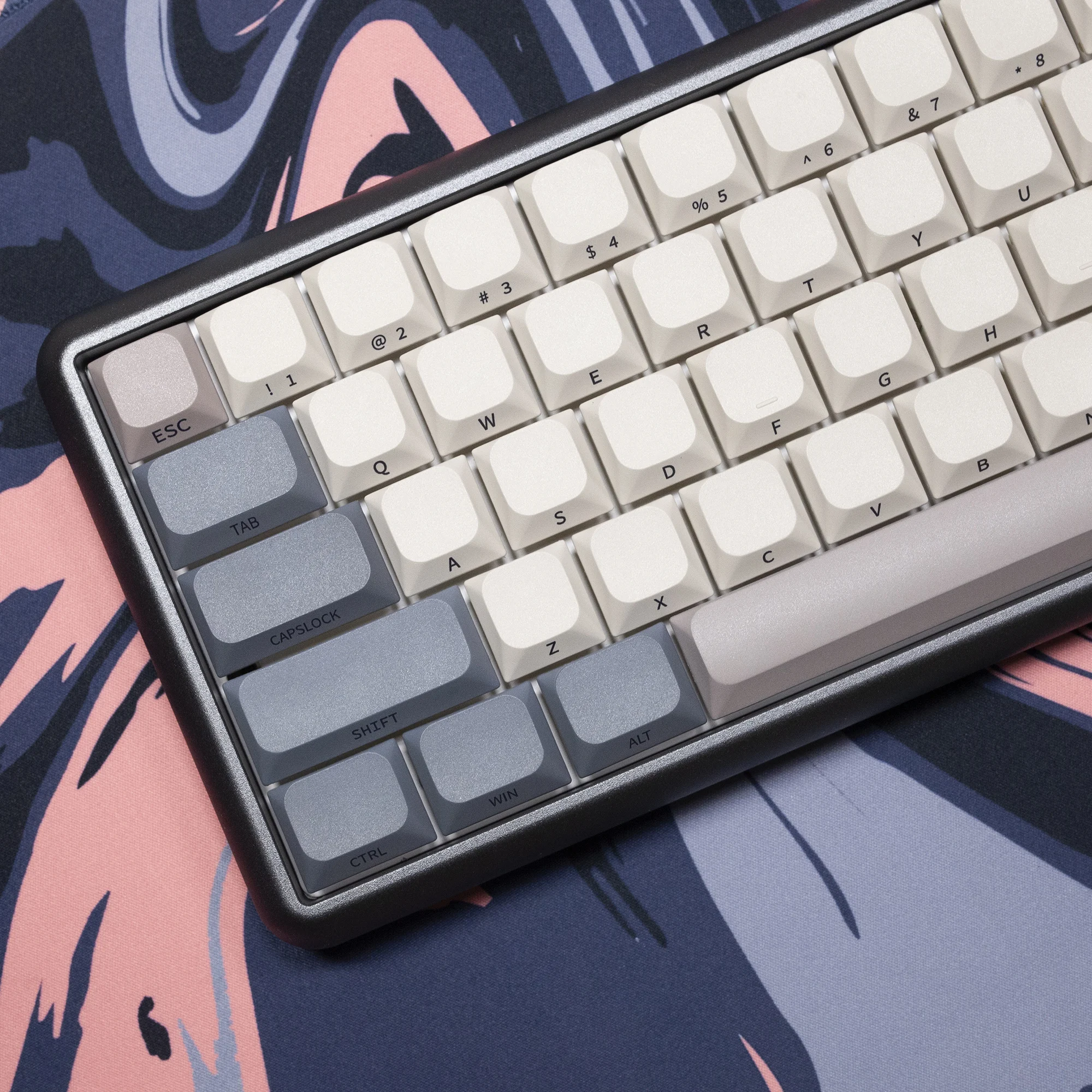 gks reverso keycap low profile mx stem gaming teclado mecanico corante keycap subbed fonte side print bege cinza fino 01