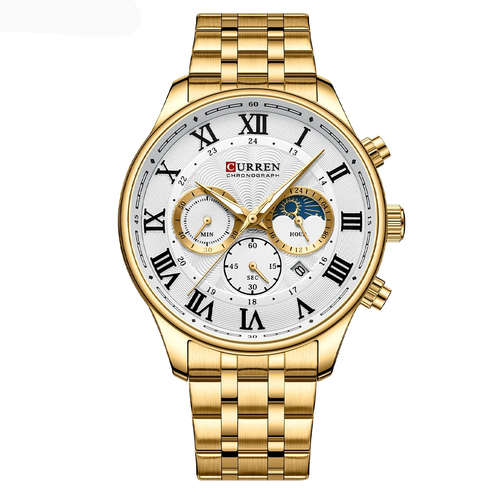 Curren casual neue Herren uhren mit Datum klassischen Chronographen Edelstahl Armbanduhren mit leuchtenden Zeigern männliche Uhr 7