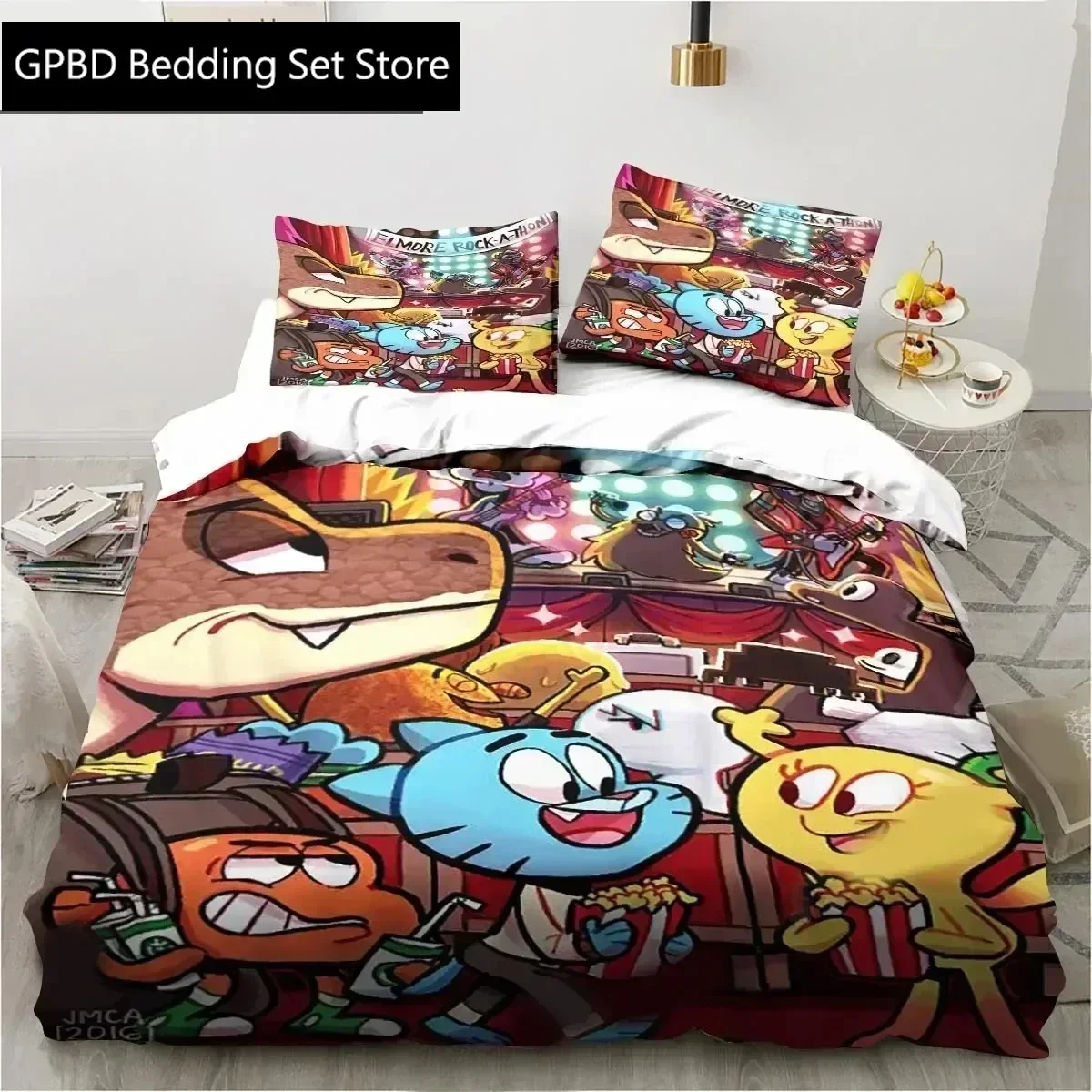 Cartoon The Amazing World Bedding Set Gumball Boys Girls Twin Queen King Size Duvet Cover Pillowcase Bed boys Adult