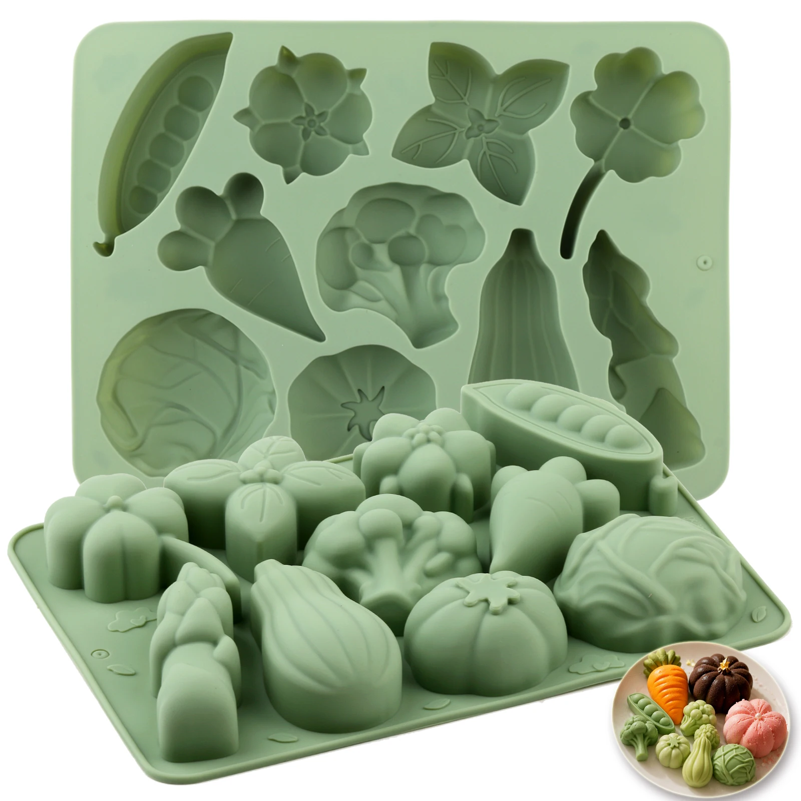 Simulated Vegetable‑Shaped Silicone Mold, Silicone Baking Cake Mold for Chocolate, Mousse, Jelly, Ice Cubes, Candy Homemade De