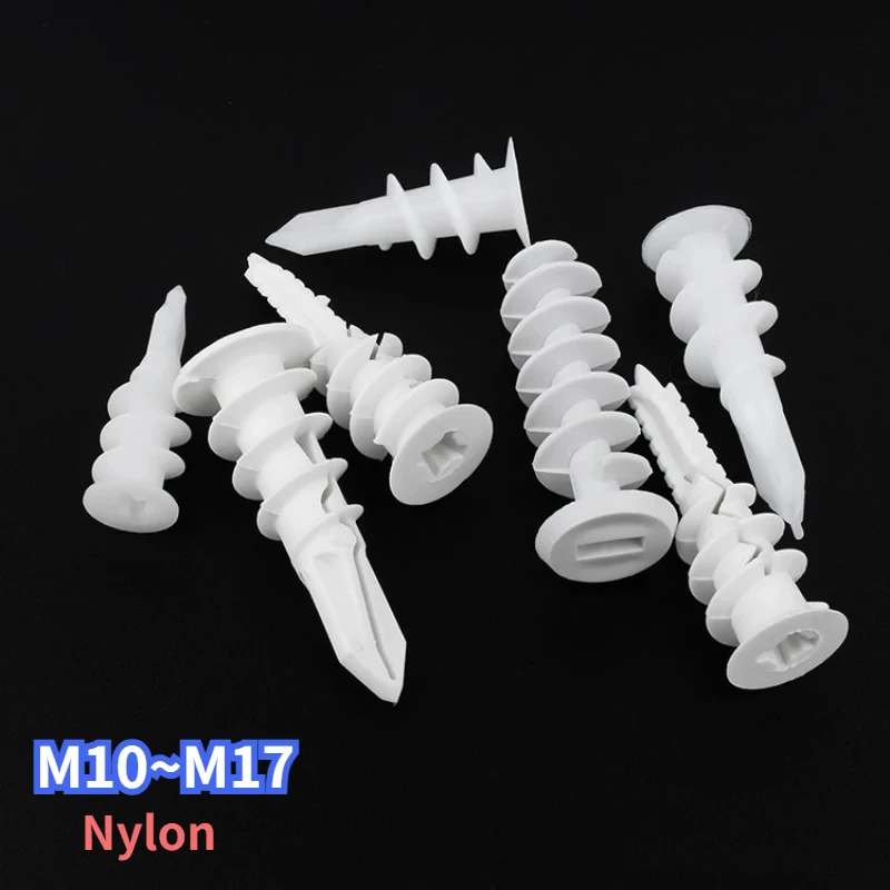 50/100Pcs Drilling Drywall Anchor Expansion Screw for Plasterboard Gypsum Hollow Cavity Wall Aircraft Plug Plastic Nylon