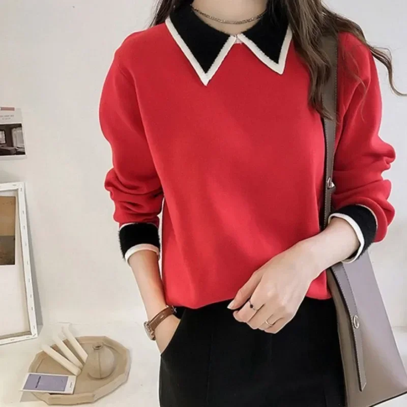 Female Pullover Polo Knitted Sweaters for Women Long Sleeve Winter 2024 Basic Clothes Wear To Work Attractive Offers Aesthetic