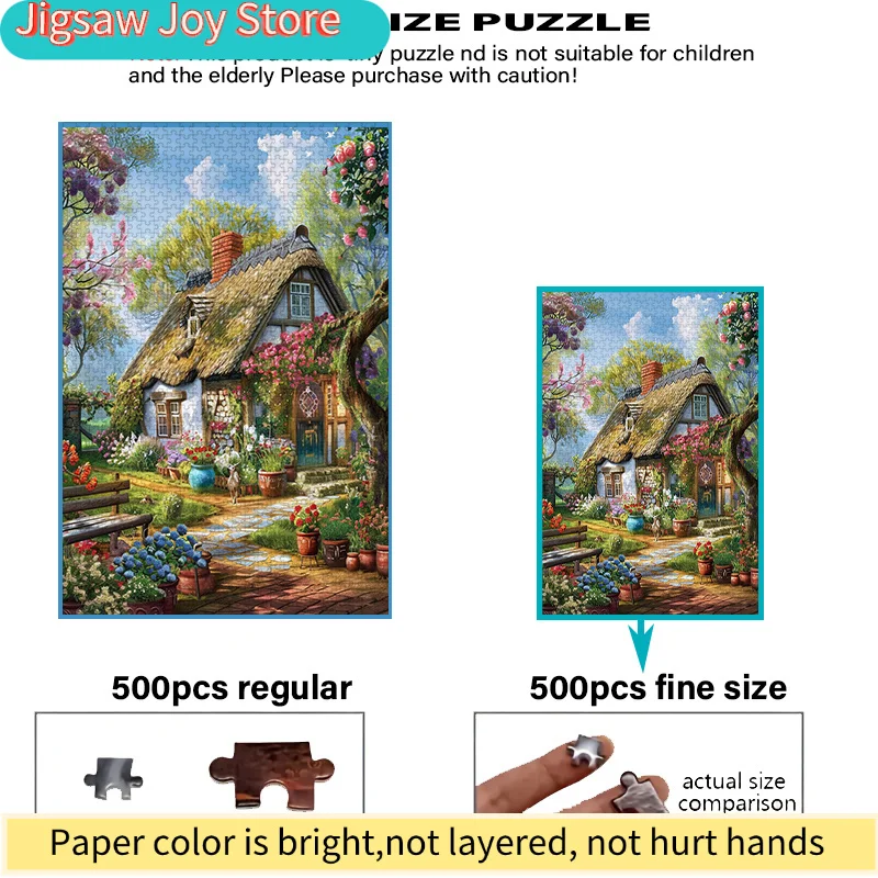 Una scatola di mini puzzle per adulti con un design di una casetta floreale da sogno - Resistente ai graffi, ad alta difficoltà, adatto per