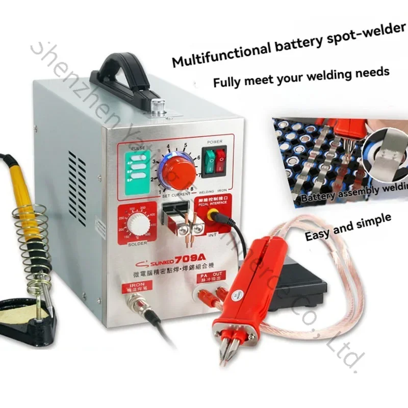2-in-1 LED pulse spot welding machine kit, 709A 18650 battery spot welding machine with soldering iron