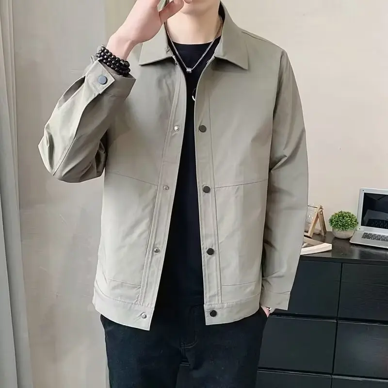 Spring and Autumn Fashion Jacket Men's Lapel Casual Sports Thin Shirt Jacket Men's Clothing