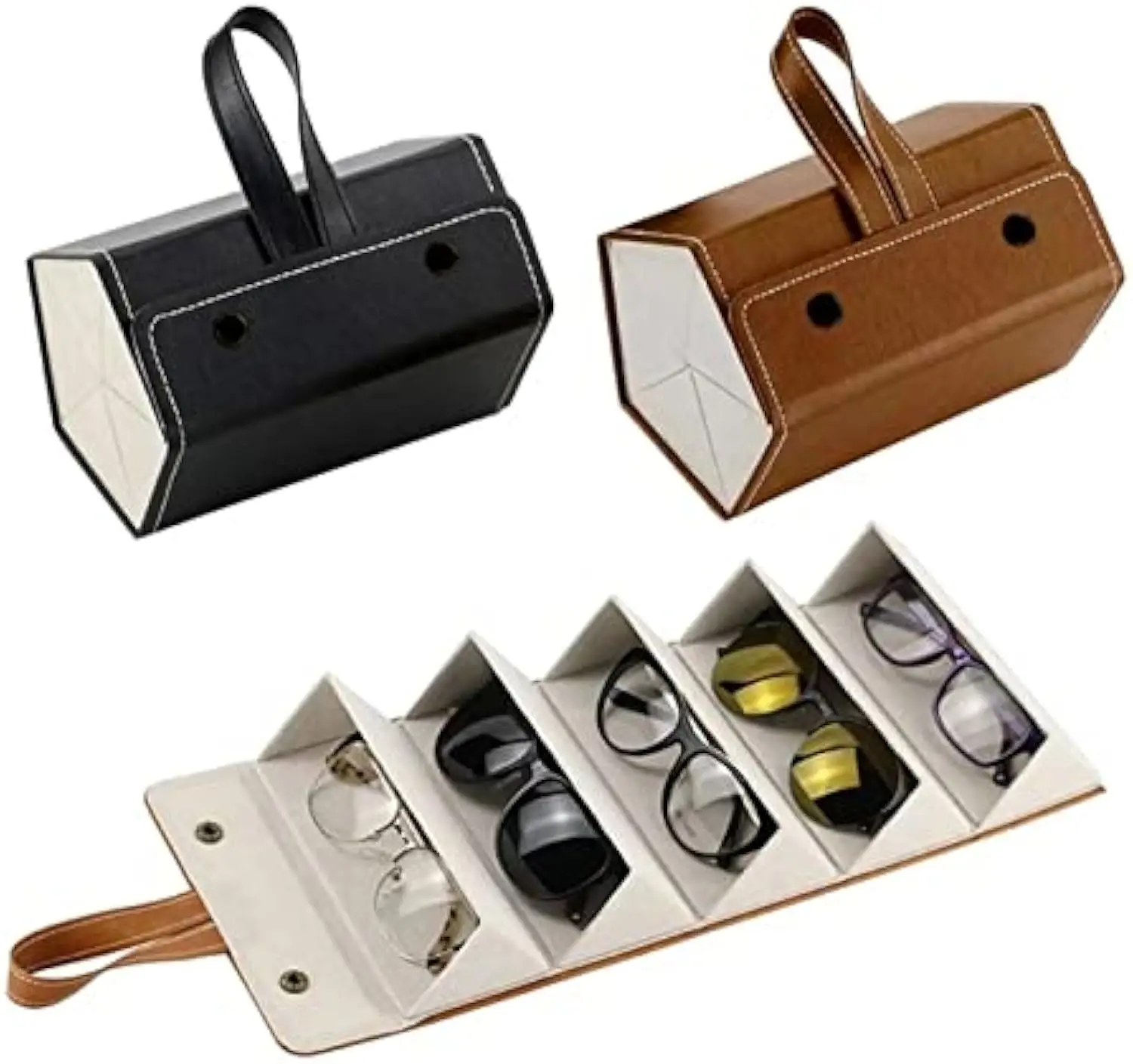 Creative Premium Travel Sunglasses Case 2/3/4/5/6 Multi-Slot Eyeglasses Storage Display Hexagonal Portable Glasses Organizer