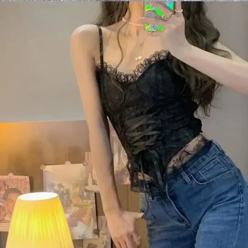新しい Y2k 服セクシーなクロップトップス女性コルセットレース包帯 Tシャツキャミソール Underwar 女性 Debardeurs ファム Soutien Gorge