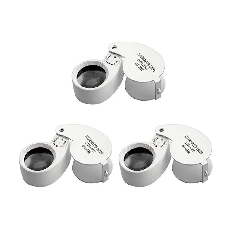 AS60-3X Jewellers Lens Glass Loupe 40X 25Mm Eye Magnifier 2 Leds Lights