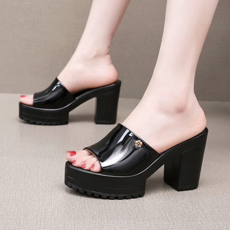 

Summer Wedges Heeled Slippers Ladies Shoes for Women Sandals 2025 Peep Toe Outside Women's Slipper Female Platform Sandal 32-43