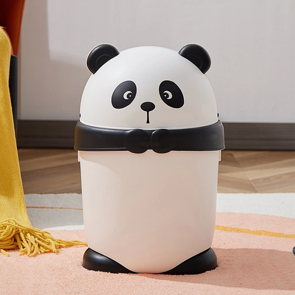 

Cute Panda Can Reusable Plastic Garbage Bin with Lid for Home Office Plastic Trash Can With Lid Kitchen Bathroom Modern