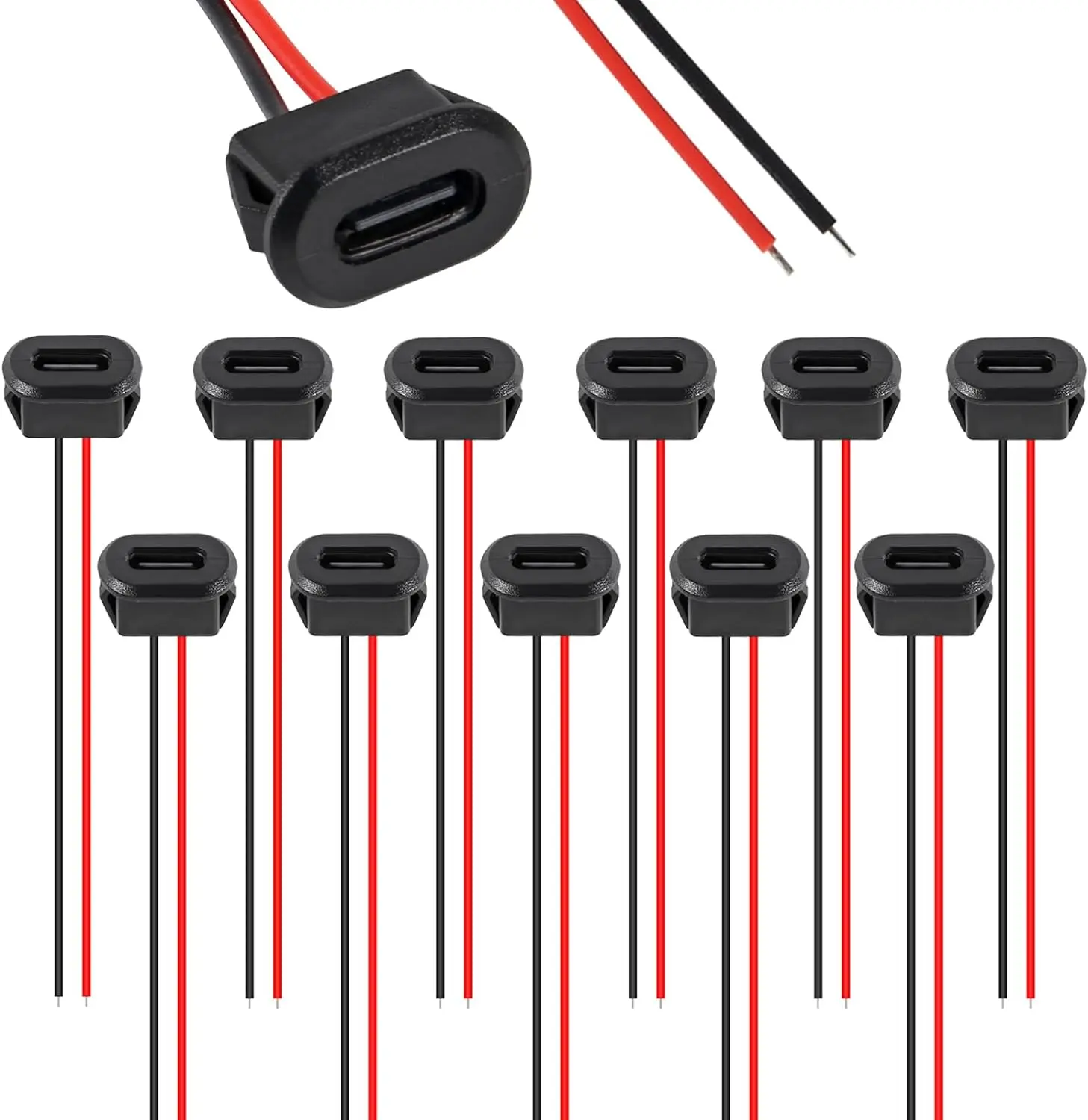 10PCS Type-C Female 2Pin USB Connector Type-C Waterproof with Female Socket Fast Charging Jack Charging Port USB-C Charger Plug