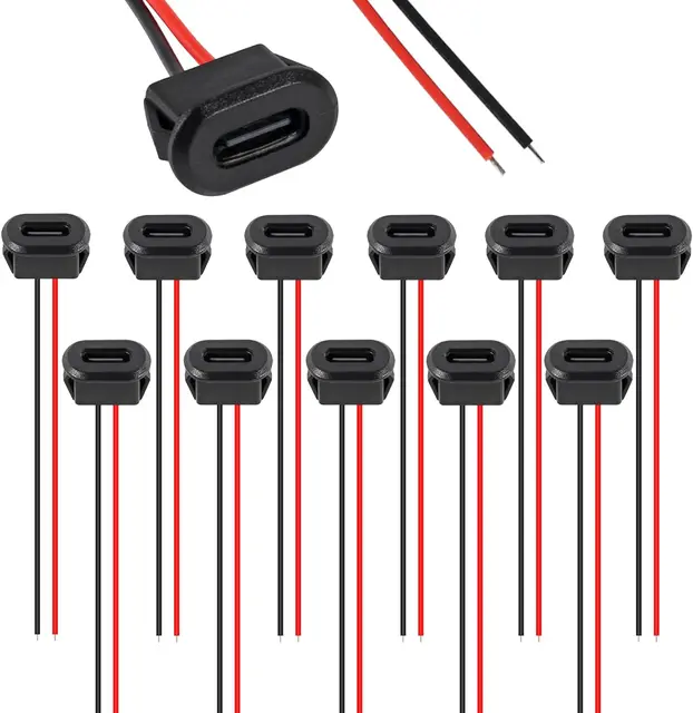 10 szt. Typ-C żeńskie 2-pinowe złącze USB typu C wodoodporne z gniazdem żeńskim gniazdo szybkiego ładowania Port ładowania USB-C wtyczka ładowarki