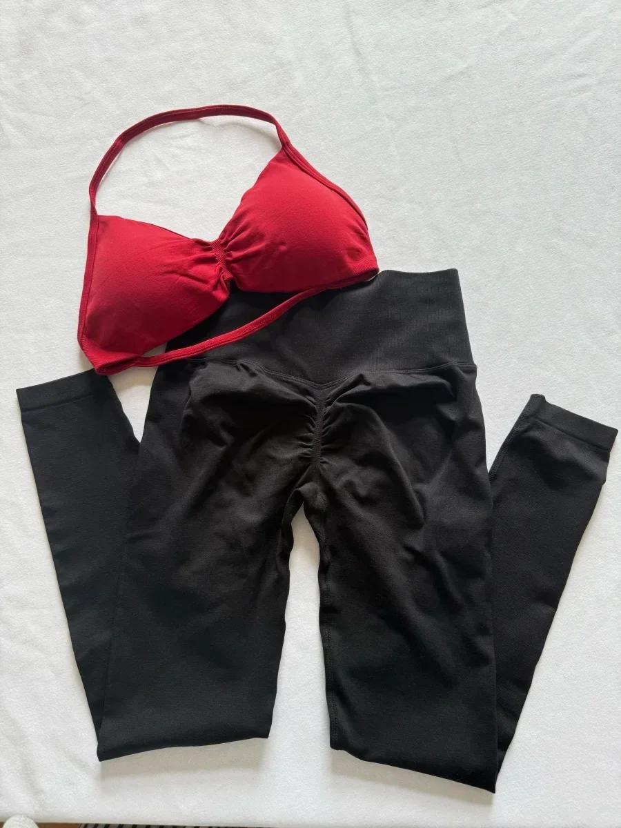

New Summer Sports Breathable Fashion Trend Women's Yoga Pants Pilates Trousers Set Solid Color No Printing