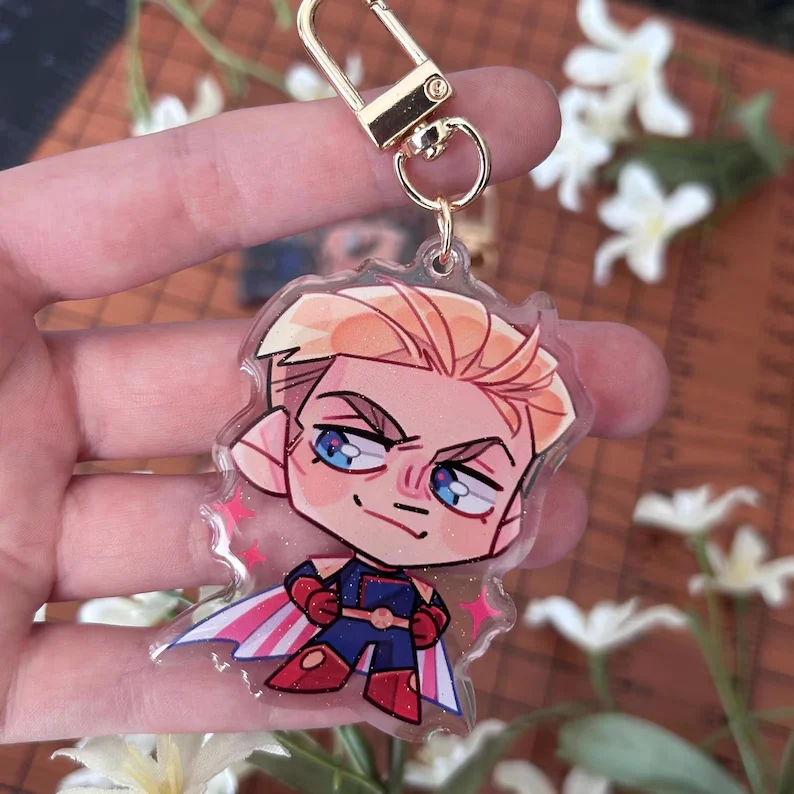 Cute Boys Style Acrylic Charms Keychains, Cartoon Character Bag Pendant Accessories for Fans Gift