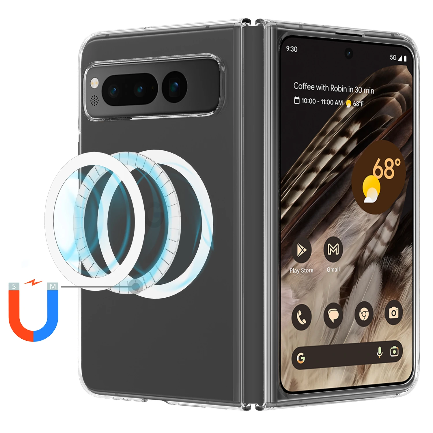 For Google Pixel Fold Magsafe Case High transparency Shockproof Protection Hard Wireless Charging Magnetic Cover Accessories