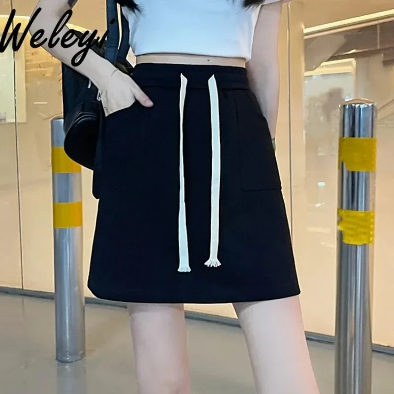 

Simple Ropa De Mujer Y2k Short Skirt 2024 Spring New Sports Casual Solid Color Lined Anti Glare A-line Short Skirts for Women