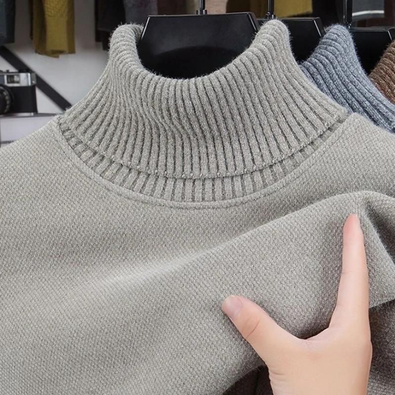 Autumn Winter Fleece-Lined Thick Warm Casual Knit Base Layer Top