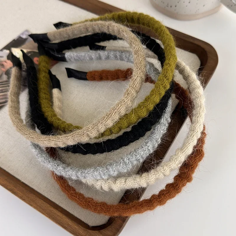 

Wool Knitted Headbands Hairbands Women Girls Winter 1CM Wide Hair Bands Hair Hoops Bezels Scrunchies Hair Accessories Fashion