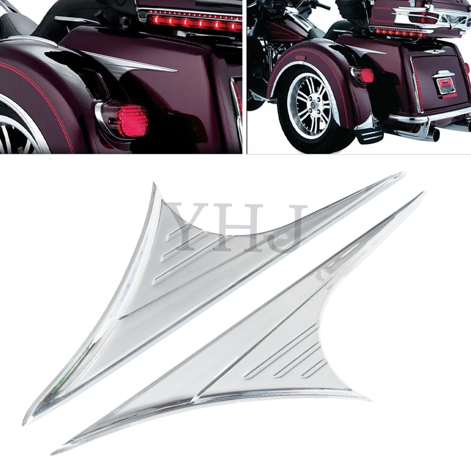 Motorcycle Rear Trunk Side Accents Trim Chrome For Harley Davidson Tri Glide Ultra FLHTCUTG 2009-2022 Trike FLHXXX US 2010-2011