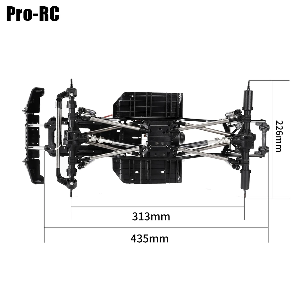 1Set rinforzato in Nylon e metallo 313mm interasse telaio telaio e cerchione mozzo pneumatico per 1/10 RC Crawler Car SCX10 II AX90046 90047