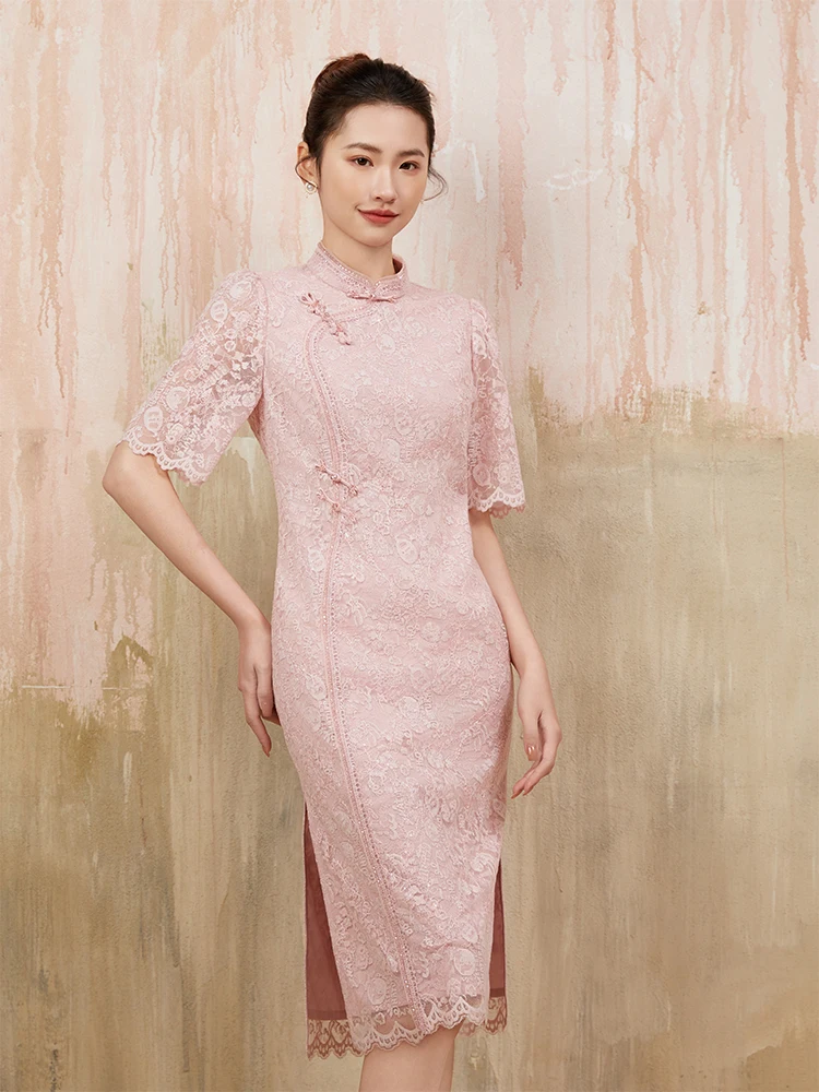 

New 2025 Young Style Revamped Traditional Chinese Elegant Dress Women's Fashionable Short Sleeve Long Qipao Skirt