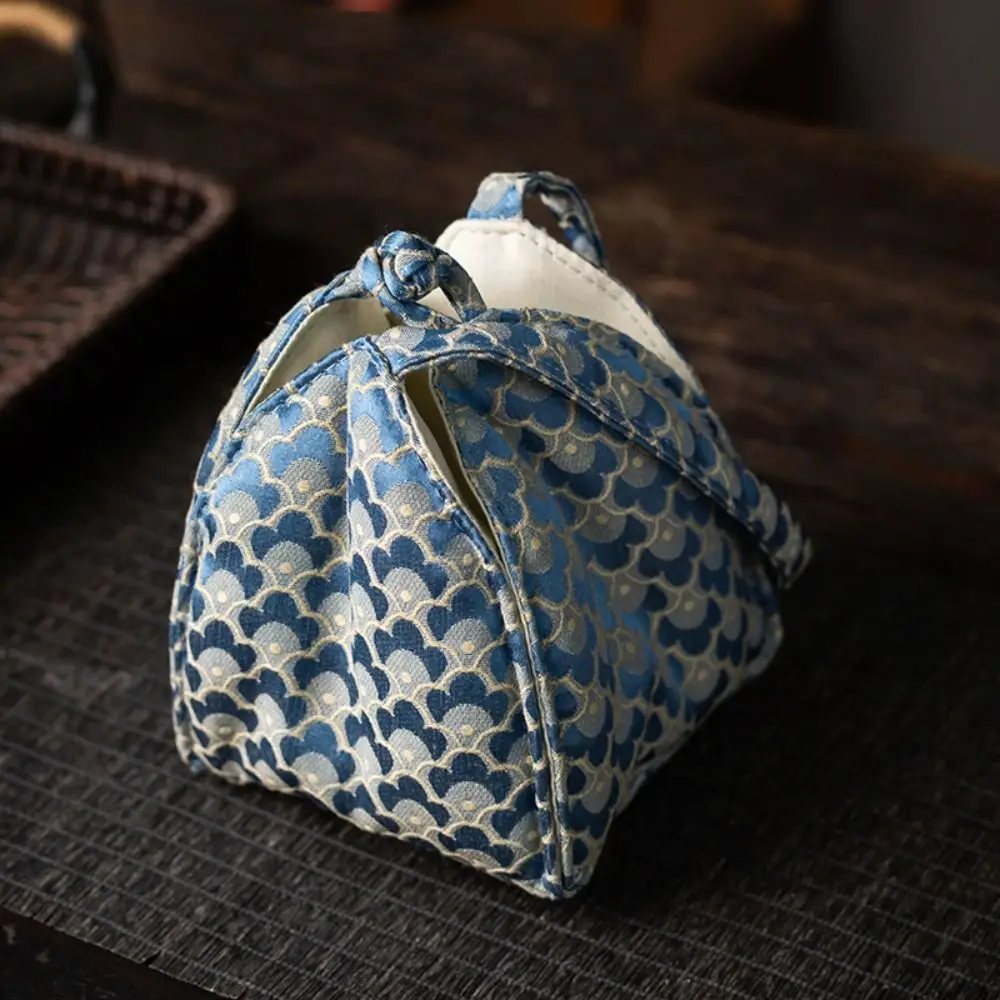 Chinese Style Teacup Drawstring Cloth Pouch Breakage-proof Print Teaware Storage Bag Portable Multifunctional