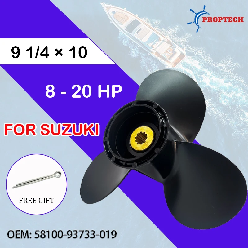 Aluminum Marine Propeller Screw For Suzuki Boat 8hp 9.9hp 10hp 20hp 9 1/4*10 3 Blade 10 Spline 58100-93733-019 Outboard Motor