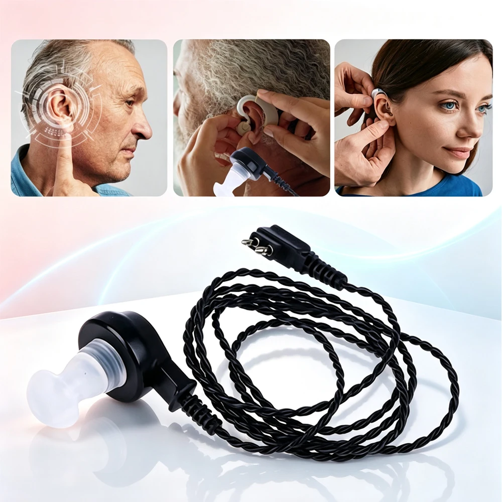 Box Type Hearing Aid Dedicated Headphone Headphone Cable Black Two Speaker Cable Earplug Accessories