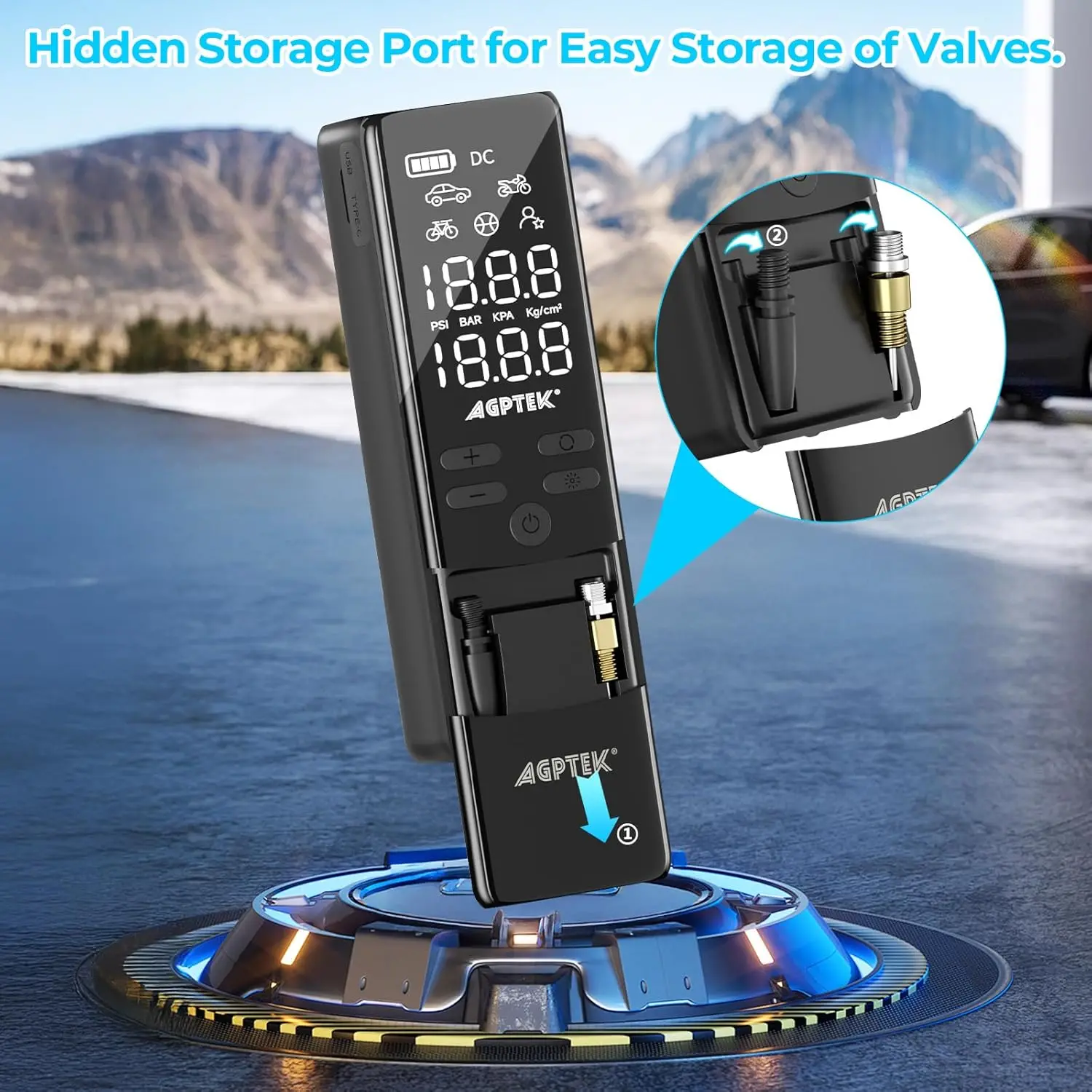 Portable Tire Inflator 150PSI Electric Air Pump with LCD & LED Light for Cars, Bikes, Motorcycles, Balls