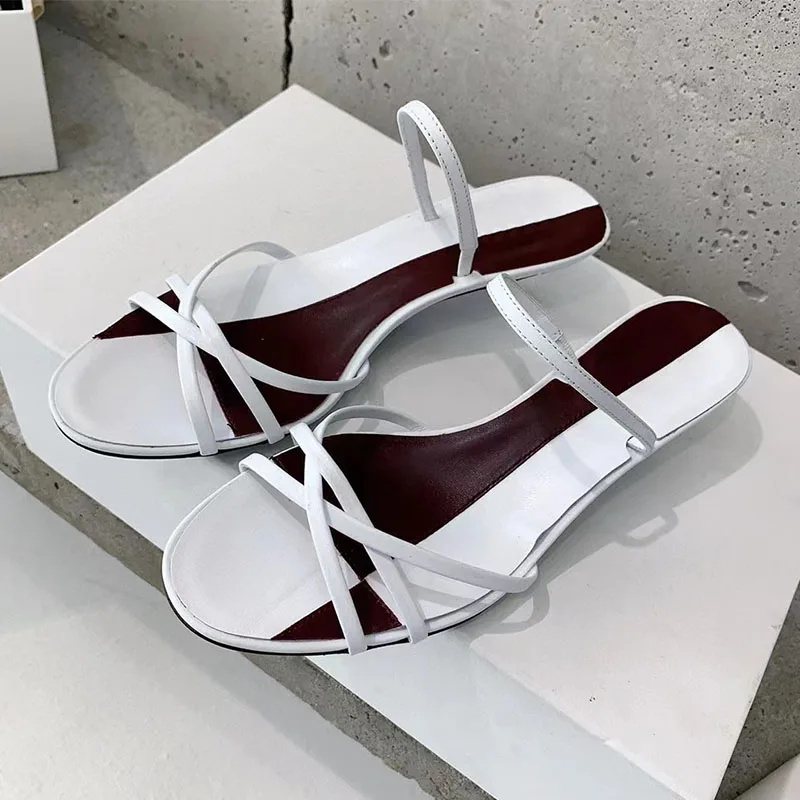 مثير هريرة الكعوب الصنادل النساء جلد طبيعي الكاحل حزام أحذية الحفلات امرأة مختلط الألوان ضيق النطاق شبشب صيفي امرأة #2