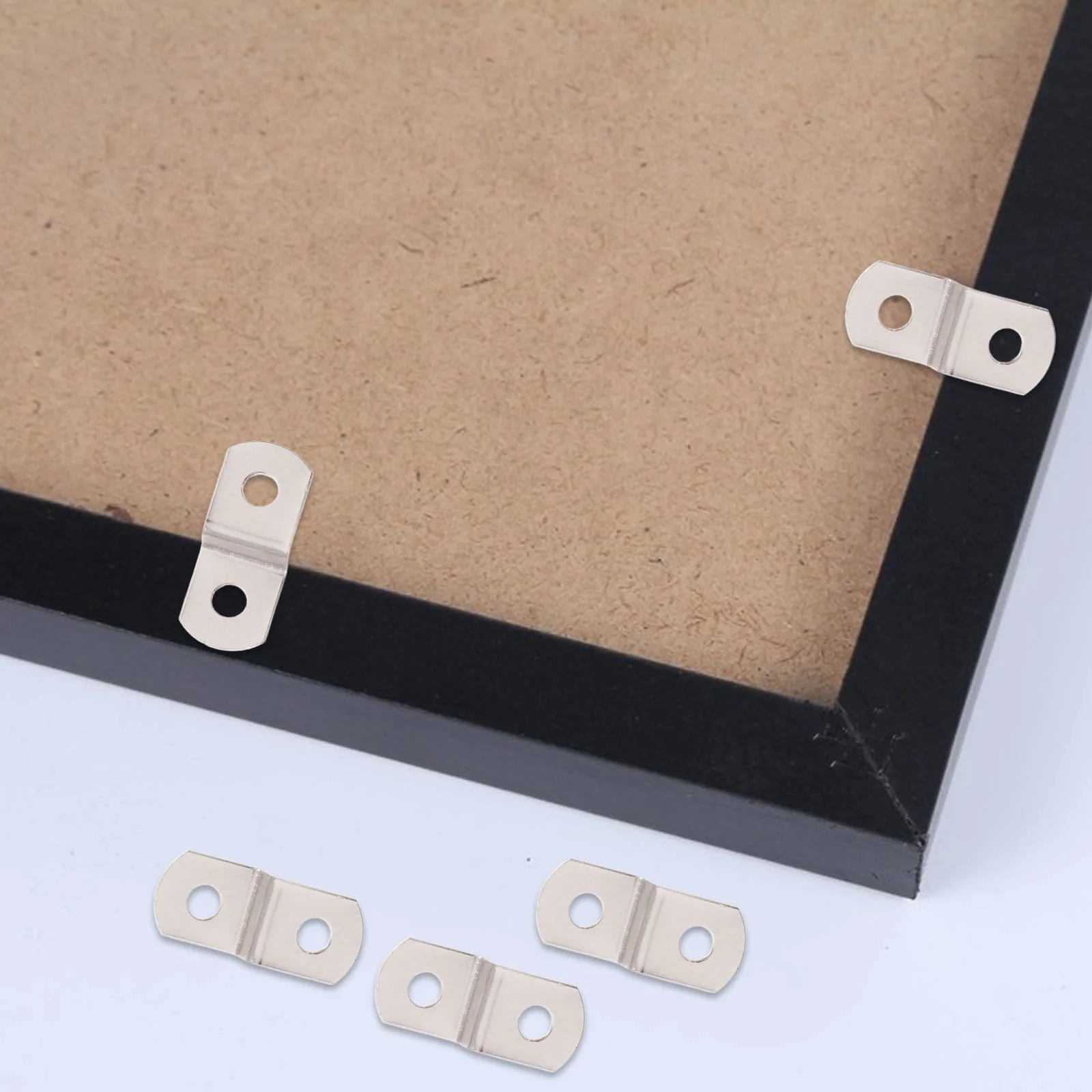 120-teilige Eckcode-Schreibtischbefestigung, Tischverbinder, Fotorahmen, Rückseite, Desktop, Z-Form, Edelstahl-Clips, Mann