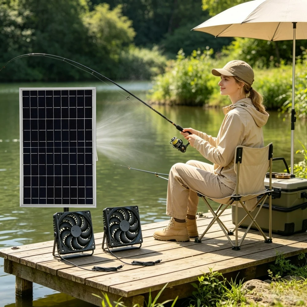 Plant Growth Boost 10W 15W Solar Exhaust Fan Kit with Dual Fans Weather Resistant Ventilation Cooling for Greenhouse Chicken