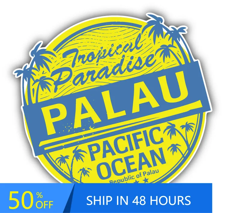 

Palau Tropical Paradise Label Unique Truck Window Motor Home Car Waterproof Vinyl Decal Sticker Cool Funny Vintage Aesthetic